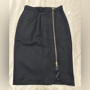 J. Crew Black Pencil Skirt with Gold Zipper